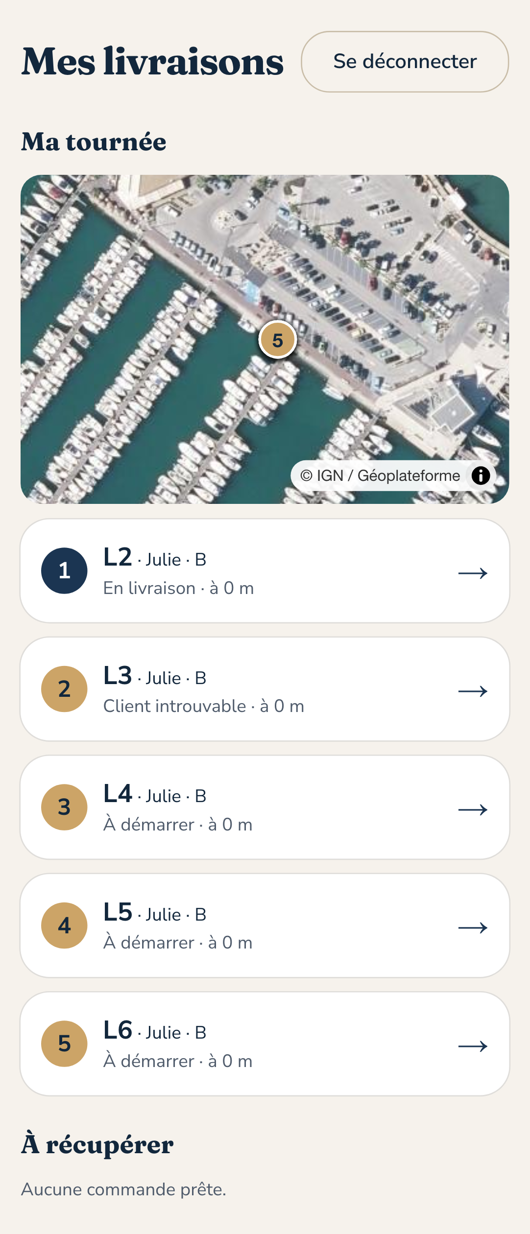Tournée du runner sur la carte avec les points numérotés